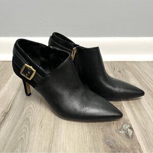 Vince Camuto Booties Kreitha Black Leather Pointed Toe Heeled Ankle